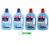 4 paquetes de prueba Felce Azzurra Lavatrice Classico + Active Color, detergente líquido para lavadora eficaz en frío, 32 lavados de 1595 ml + llavero Beni Culinari gratuito
