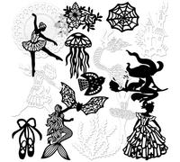 4 Paquetes de Recortes de Encaje para Álbumes de Recortes, Papel Vintage Troquelado Decorativo, Tema de Cuento de Hadas, Tapete Especial (Shadow)