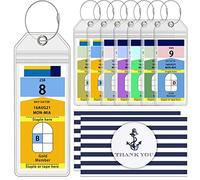 4 paquetes de soportes para etiquetas de equipaje de crucero para cruceros, cruceros esenciales por miembros de la tripulación de cruceros, En blanco, 6.5x2.5 inches 8pcs