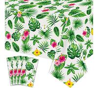 4 Paquetes Manteles Hawaiian Luau Tropical Palm Leaves Mantel Manteles Rectangulares de Plástico Desechables Hawaii Mantel de Cumpleaños Infantil Aloha Summer Beach Pool Cocktail Fiesta Suministros