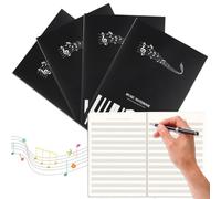 4 para Partitura en Blanco, Tamaño B5 Cuaderno de Música con 16 Hojas de Pentagramas, Pentagramas Anchos, Bloc de Musica Pentagrama, la Iniciación a la Música