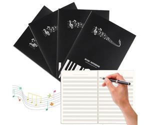 4 para Partitura en Blanco, Tamaño B5 Cuaderno de Música con 16 Hojas de Pentagramas, Pentagramas Anchos, Bloc de Musica Pentagrama, la Iniciación a la Música