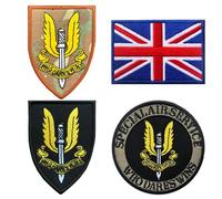 4 parches de bordado "Special Air Service", bandera de Reino Unido SAS desmontable, insignia táctica para ropa, chaqueta, uniforme, mochilas, vaqueros, gorras de béisbol, gorras de sombreros