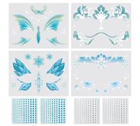 4 Parches De Cara Para Niños Y 4 Calcomanías De Diez Limones, Calcomanías De Tatuajes Impermeables, Parches De Cara De Dibujos Animados Y Suministros De Aderezo Para La Cara De Fiesta.