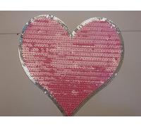 4 parches de lentejuelas extra grandes, color rosa con diseño de corazón y bordado en el Reino Unido