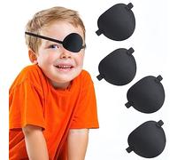 4 parches de ojo para adultos y niños, parche negro con hebilla ajustable, parche para el ojo izquierdo o derecho, uso regular o disfraz pirata