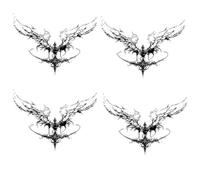 4 parches de tatuaje temporal de alas de ángel con jugo de hierbas, gótico oscuro, for la espalda, resistente al agua y duradero.