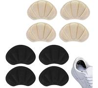 4 Pares Almohadillas para Talón, Almohadillas de tacón de esponja, Tacón Plantillas Autoadhesivas, Protección de los pies para evitar roces y ampollas, Para mujeres y hombres(Negro,Beige)