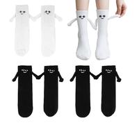 4 Pares Calcetines Magnéticos Para Parejas - Apretón de Manos, Divertidos de Succión, Mano a Mano, Unisex 3D Manos Hold - Regalos