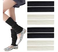 4 Pares Calentadores Piernas Mujer,Leg Warmers,Calentadores De Piernas De Punto,Calentadores Piernas,Invierno Calentadores Legwarmers,Para Botas,Zapatillas De Deporte (Negro,Blanco)