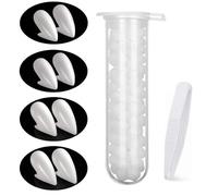 4 Pares Colmillos de Dientes de Vampiro,Dientes de vampiro de Halloween,Vampiro con 1 Tubo de Dientes de Pellets Adhesivos,Colmillos Vampiro para Cosplay Party Props Halloween Vampire Fangs - 13/15mm