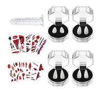 4 pares Colmillos Vampiro,Colmillos Dientes de Halloween,Dientes Del Vampiro,Dientes de Fiesta de Halloween,con 1 Tubo Adhesivo 10 pegatinas de tatuaje,para Fiesta de Disfraz de Halloween