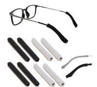 4 pares de almohadillas antideslizantes de algodón para tejer, almohadillas para orejas para gafas (negro y gris)