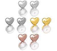 4 pares de aretes de amor para orejas caídas, de silicona, multicolor, para aretes pesados y tachuelas para mujer, reemplazo seguro (oro, plata, blanco, oro rosa), talla única, Cobre y silicona, No es