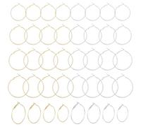 4 pares de aretes de aro, accesorios de aretes colgantes de fiesta, aretes de cuentas abiertas, accesorios para mujeres y niñas, aretes para hacer joyas de 20 mm, 25 mm, 30 mm, 40 mm (oro, plata),
