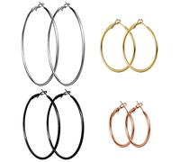 4 pares de aros redondos con colgante ancho, pendientes de aro para mujer, diseño redondo clásico con superficie pulida, para ocio, oficina y ocasiones, set para combinar
