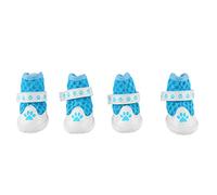 4 Pares de Botitas para Perros, Zapatos Ligeros de Malla Transpirable para Perros en Verano con Suela de Goma Antideslizante, Protectores de Patas para Caminar al Aire Libre, Hacer (Azul)