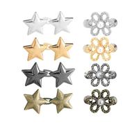 4 Pares De Botones De Cintura De Estrella Y 4 Pares De Botones De Cintura De Flor, Botones De Cintura Extraíbles, Botones De Cintura De Metal, Accesorios De Vestir