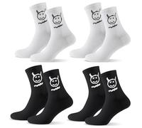 4 pares de calcetín deportivos geniales para hombre con diseño de sonrisa 36-43 de rizo, color blanco y negro