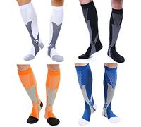 4 Pares de Calcetines de compresión 20-30mmHg para Hombres Mujeres recuperación Enfermera Correr Maternidad Embarazo Vuelo Viaje médico Deporte