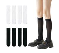 4 Pares de Calcetines Hasta la Rodilla, Medias Finas, Calcetines JK de Compresión para Adelgazar, Largos para Mujer