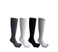 4 Pares De Calcetines Largos De Cinco Dedos For Hombre De Algodón Rayado Que Absorben El Sudor Mantienen El Calor Vintage Vestido De Fiesta De Negocios Calcetines Del Dedo Del Pie Caballero(4 Pairs Mi