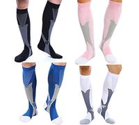 4 pares de calcetines Medias de compresión Compression - Calcetines unidad Socks - Calcetines de compresión para hombre y mujer, Viajes, vuelo, trabajo, Enfermeras, deportes, circulación,