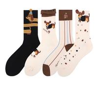 4 Pares De Calcetines Para Perros Salchicha, 4 Horquillas Para Perros Salchicha, Calcetines Antideslizantes Para Animales, Algodón Cómodo, Lindos Sombreros Para Mascotas.