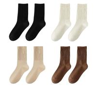 4 Pares De Calcetines Plisados Para Mujer, Calcetines Casuales Simples, Calcetines Retro, Calcetines De Algodón Suave, Calcetines Cálidos