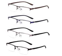 4 Pares de Gafas de Lectura,Anteojos de Lectura Anti Luz Azul,Anti Fatiga Visual,Anteojos de Lectura de Medio Marco de Metal,para Hombres,ligeros Y Cómodos (+1.25,4 colors)