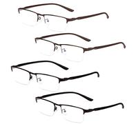 4 Pares de Gafas de Lectura,Anteojos de Lectura Anti Luz Azul,Anti Fatiga Visual,Anteojos de Lectura de Medio Marco de Metal,para Hombres,ligeros Y Cómodos (+2.25,2 black+2 brown)