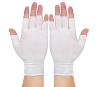 4 pares de guantes blancos sin dedos, guantes hidratantes de algodón para mujer, cortan 5 dedos, suaves y cómodos, para manos secas, tratamiento de spa para dormir