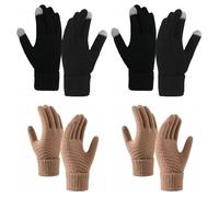 4 pares de guantes de invierno para mujer con pantalla táctil, puños elásticos, forro de punto térmico suave, guantes cálidos para clima frío, 4 pares-10, Taille unique
