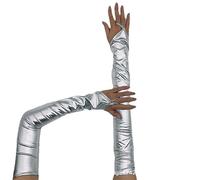 4 Pares De Guantes De Mujer Con Purpurina, Adecuados Para Halloween, Mangas Plateadas Con Purpurina