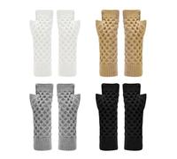 4 Pares De Guantes De Punto Sin Dedos, Calentadores De Muñeca Para Mujer, Guantes Cálidos Resistentes Al Frío De Invierno, Guantes Sin Dedos Lisos