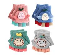 4 Pares De Guantes Lindos De Dibujos Animados, Guantes Para Niños, Guantes De Invierno, Guantes De Punto Para Niños, Guantes Cálidos