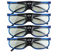 4 pares de lentes 3D para DLP-LINK, compatibles con proyectores XGIMI y JMGO, lentes recargables de obturador activo de 144 Hz, amplio ángulo de visión, marco azul con lentes grises