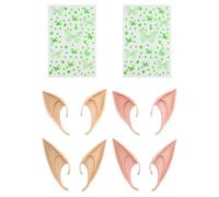 4 Pares De Orejas De Elfo De Látex, 2 Pegatinas De Cara De Maquillaje De Mariposa Verde, Orejas De Elfo De Simulación Puntiagudas, Accesorios De Juego De Rol Para Niños.