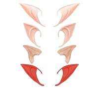 4 pares de orejas de elfos de Halloween, orejas de elfo de látex, adecuadas para fiestas de disfraces, fiestas de vacaciones, todos los juegos de rol, 3 tamaños (amarillo claro, rojo)