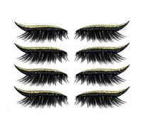 4 pares de pegatinas para pestañas y delineador de ojos, pegatinas con purpurina reutilizables para maquillaje de ojos, cinta para párpados, línea de ojos brillante autoadhesiva # dorado