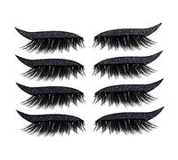 4 pares de pegatinas para pestañas y delineador de ojos, pegatinas reutilizables con purpurina, maquillaje de ojos ahumados, cinta invisible para párpados, herramienta autoadhesiva para líneas