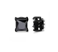4 pares de pendientes de botón magnéticos de acero inoxidable para hombre y mujer negro CZ pendientes de clip no perforantes Set 8 mmDurability