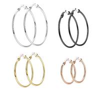 4 pares de pendientes redondos, pendientes anchos, joyería de clip para mujer, 30 mm, 40 mm, 50 mm, 60 mm, zinc, zinc