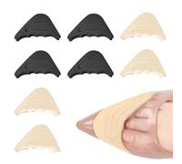 4 pares de plantillas para mujer, reductor de tamaño de zapatos, plantillas grandes para mujer, rellenadores de zapatos, plantillas para dedos, plantillas curvas (color piel, negro)