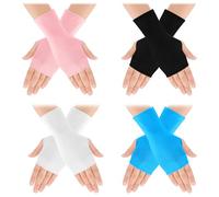 4 Pares Guantes sin Dedos con Protección Solar Fingerless Gloves Mujer Protección UV Hasta la Muñeca Guantes Ligeros Protector Solar Antideslizante Niñas Mujeres para Conducir al Aire Libre Verano