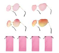 4 Pares Niños Colores Gafas de Sol Redondas Retro, Creativo Hippie Gafas de Sol en Forma de Corazón con Bolsa, Caramelo Gafas Corazón Marco Metálico, Oro Rosa Gafas Divertidas para Fiesta Festival