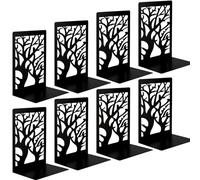 4 Pares Sujetalibros Estanteria, Sujeta Libros Metal Apoya Libros para Estanteria Soporte Libros Decorativo Tapones para Estantes de Libros para Oficina Biblioteca Hogar Escuela (Negro)