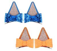 4 pasadores de lazo con purpurina, lindas decoraciones de cumpleaños, pinzas para el pelo de animales, cosplay, hermosas pinzas para el pelo de perro, para vestidos de cumpleaños, suministros de