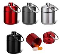 4 pastilleros llavero, pastillero mini, pastillero de metal, pequeño pastillero, pastillero para viajes, mini cápsula, pastillero, portátil, para viajes, camping, pesca