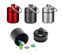 4 pastilleros pequeños, pastilleros con llavero, mini cápsula, caja de pastillas impermeable, portátil, pastillero portátil, para viajes, camping, pesca, almacenamiento (4 colores)